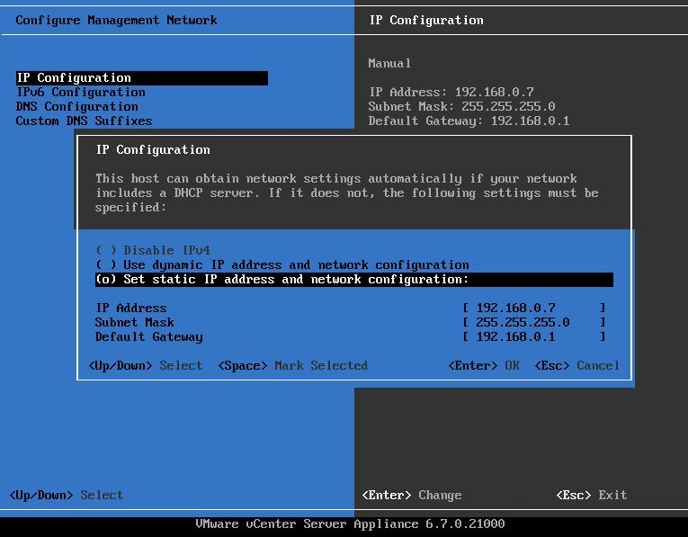 ipconfig vsphere